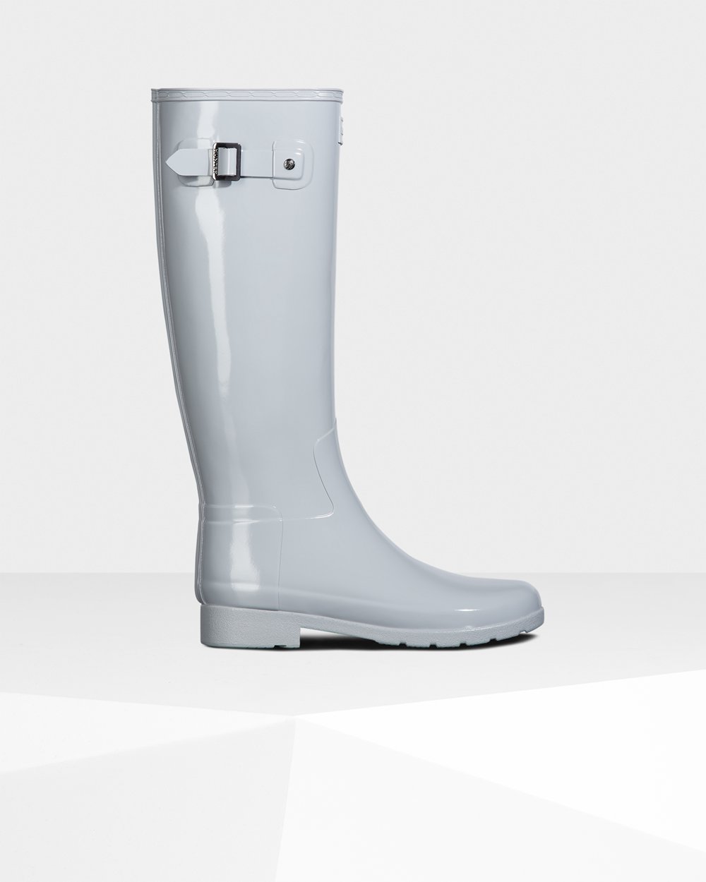 Womens Hunter Tall Rain Boots Light Grey - Refined Slim Fit Gloss - 8029137-BL